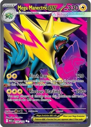 'Pokemon - 'Mega Manectric ex 158/132  - Holofoil ME01 Mega Evolution - Ultra Rare