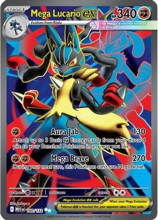 'Pokemon - 'Mega Lucario ex 160/132  - Holofoil ME01 Mega Evolution - Ultra Rare