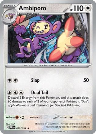 'Pokemon - 'Ambipom 079/094  - Holofoil ME02 Phantasmal Flames - Rare