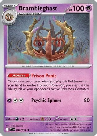 'Pokemon - 'Brambleghast 047  - Reverse Holofoil ME02 Phantasmal Flames - Uncommon