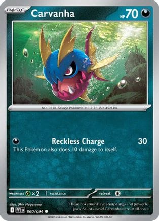 'Pokemon - 'Carvanha 060  - Reverse Holofoil ME02 Phantasmal Flames - Common