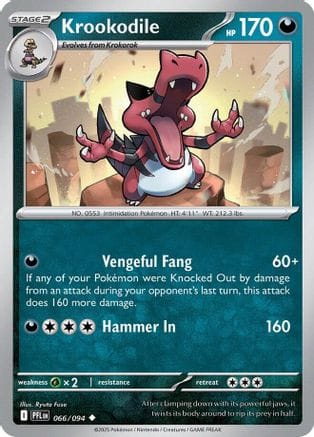 'Pokemon - 'Krookodile 066  ME02 Phantasmal Flames - Uncommon