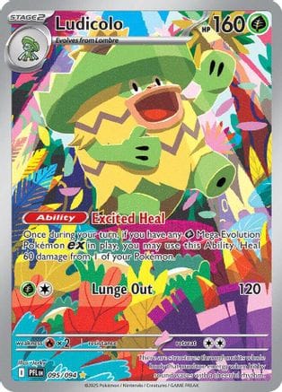 'Pokemon - 'Ludicolo 095/094  - Holofoil ME02 Phantasmal Flames - Illustration Rare
