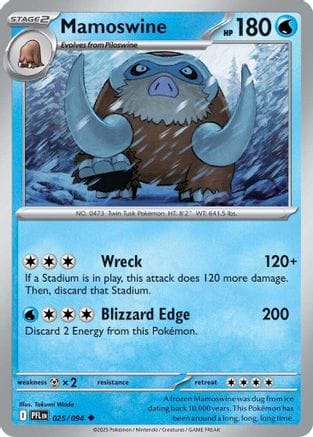 'Pokemon - 'Mamoswine 025  - Reverse Holofoil ME02 Phantasmal Flames - Uncommon