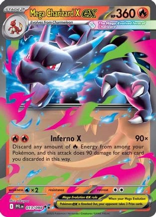 'Pokemon - 'Mega Charizard X ex 013/094  - Holofoil ME02 Phantasmal Flames - Double Rare