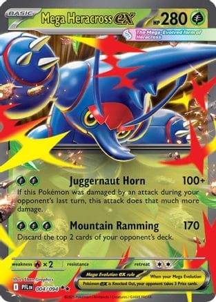 'Pokemon - 'Mega Heracross ex 004/094  - Holofoil ME02 Phantasmal Flames - Double Rare