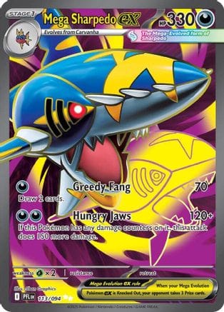 'Pokemon - 'Mega Sharpedo ex 113/094  - Holofoil ME02 Phantasmal Flames - Ultra Rare