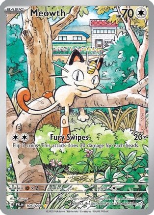'Pokemon - 'Meowth 106  - Holofoil ME02 Phantasmal Flames - Illustration Rare