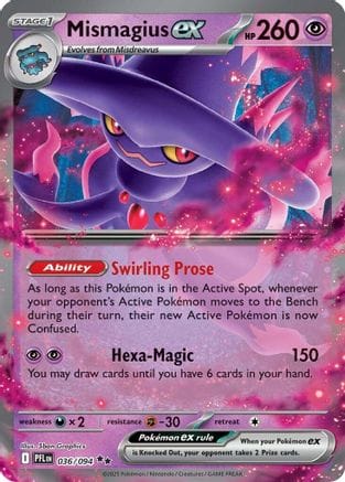 'Pokemon - 'Mismagius ex 036/094  - Holofoil ME02 Phantasmal Flames - Double Rare