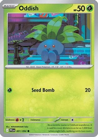 'Pokemon - 'Oddish 001  ME02 Phantasmal Flames - Common