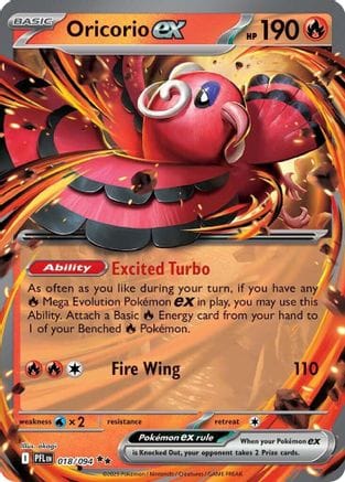 'Pokemon - 'Oricorio ex 018/094  - Holofoil ME02 Phantasmal Flames - Double Rare