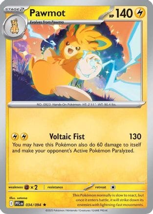 'Pokemon - 'Pawmot 034  - Holofoil ME02 Phantasmal Flames - Rare