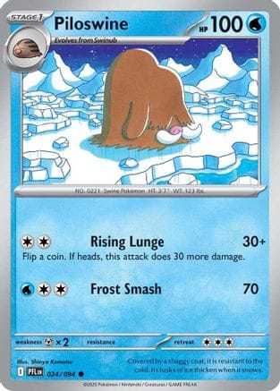 'Pokemon - 'Piloswine 024  - Reverse Holofoil ME02 Phantasmal Flames - Common