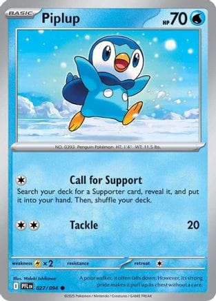 'Pokemon - 'Piplup 027/094  ME02 Phantasmal Flames - Common
