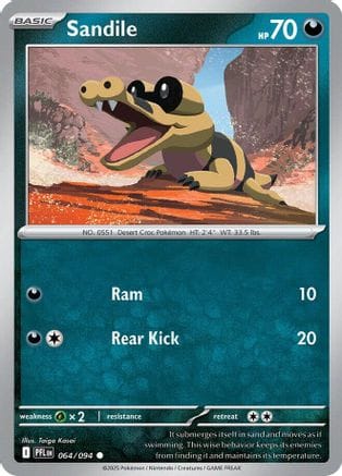 'Pokemon - 'Sandile 064  ME02 Phantasmal Flames - Common