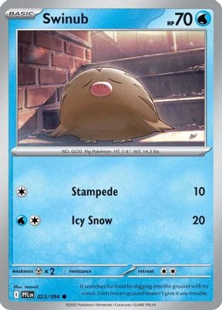 'Pokemon - 'Swinub 023  - Reverse Holofoil ME02 Phantasmal Flames - Common