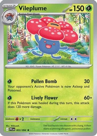 'Pokemon - 'Vileplume 003  - Reverse Holofoil ME02 Phantasmal Flames - Uncommon