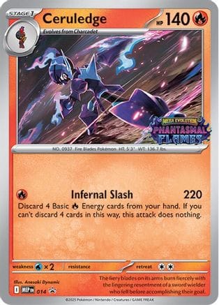 'Pokemon - 'Ceruledge (Prerelease) 014  - Holofoil ME Mega Evolution Promo - Promo