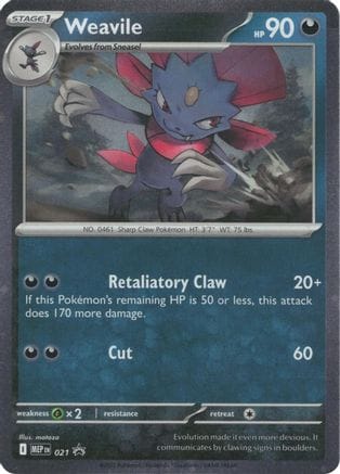 'Pokemon - 'Weavile (Cosmos Holo) 021  - Holofoil ME Mega Evolution Promo - Holo Rare