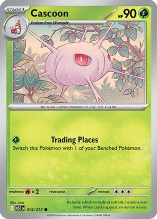 'Pokemon - 'Cascoon 014  - Reverse Holofoil ME Ascended Heroes - Common