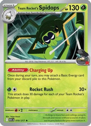 'Pokemon - 'Team Rocket's Spidops 019  - Reverse Holofoil ME Ascended Heroes - Rare