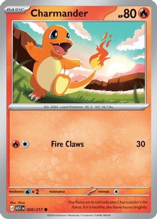 'Pokemon - 'Charmander 020  - Reverse Holofoil ME Ascended Heroes - Common