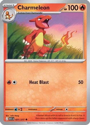 'Pokemon - 'Charmeleon 021  - Reverse Holofoil ME Ascended Heroes - Uncommon