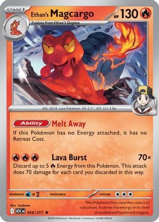 'Pokemon - 'Ethan's Magcargo 024/217  - Holofoil ME Ascended Heroes - Rare