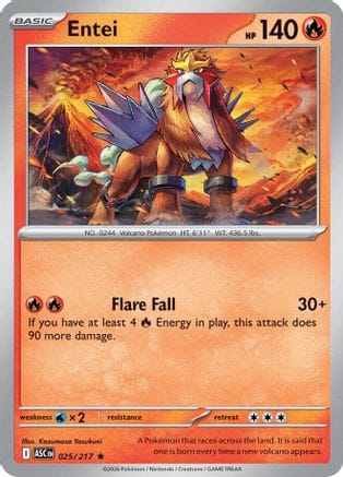 'Pokemon - 'Entei 025  - Reverse Holofoil ME Ascended Heroes - Rare