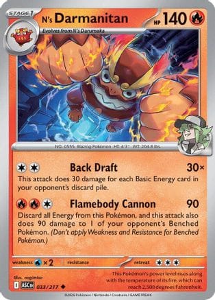'Pokemon - 'N's Darmanitan 033  - Reverse Holofoil ME Ascended Heroes - Uncommon