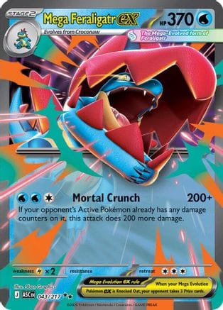'Pokemon - 'Mega Feraligatr ex 043/217  - Holofoil ME Ascended Heroes - Double Rare