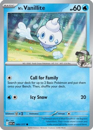 'Pokemon - 'N's Vanillite 049  ME Ascended Heroes - Common
