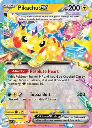 'Pokemon - 'Pikachu ex 057/217  - Holofoil ME Ascended Heroes - Double Rare