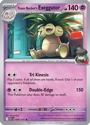 'Pokemon - 'Team Rocket's  exeggutor 078  - Reverse Holofoil ME Ascended Heroes - Rare
