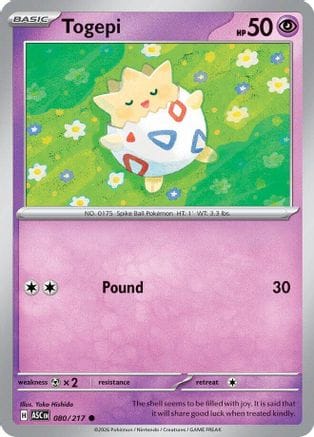 'Pokemon - 'Togepi 080  - Reverse Holofoil ME Ascended Heroes - Common