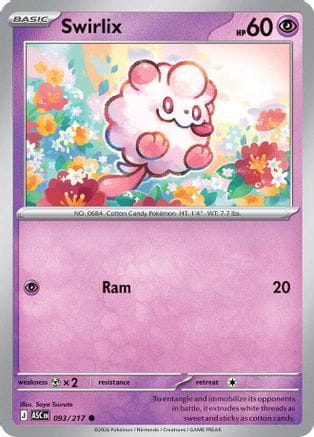 'Pokemon - 'Swirlix 093  - Reverse Holofoil ME Ascended Heroes - Common