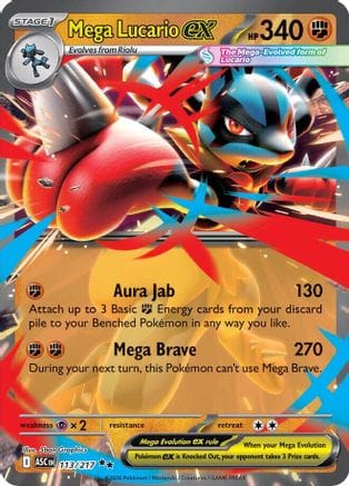 'Pokemon - 'Mega Lucario ex 113  - Holofoil ME Ascended Heroes - Double Rare