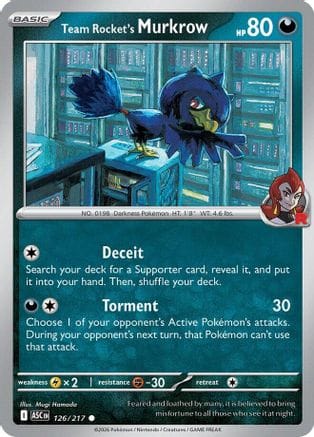 'Pokemon - 'Team Rocket's Murkrow 126  - Reverse Holofoil ME Ascended Heroes - Common