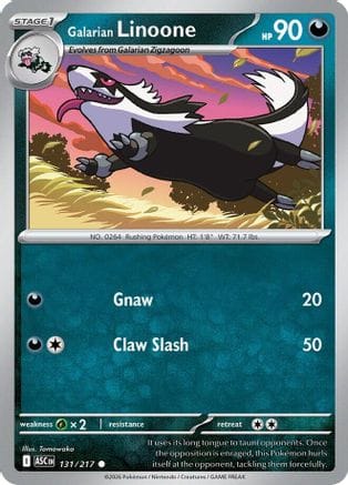 'Pokemon - 'Galarian Linoone 131  - Reverse Holofoil ME Ascended Heroes - Common
