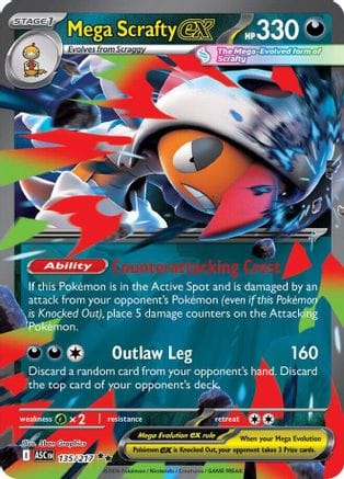 'Pokemon - 'Mega Scrafty ex 135/217  - Holofoil ME Ascended Heroes - Double Rare