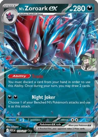 'Pokemon - 'N's Zoroark ex 137/217  - Holofoil ME Ascended Heroes - Double Rare