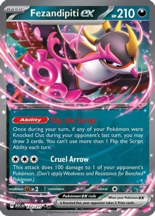 'Pokemon - 'Fezandipiti ex 142/217  - Holofoil ME Ascended Heroes - Double Rare