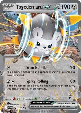 'Pokemon - 'Togedemaru ex 149  - Holofoil ME Ascended Heroes - Double Rare