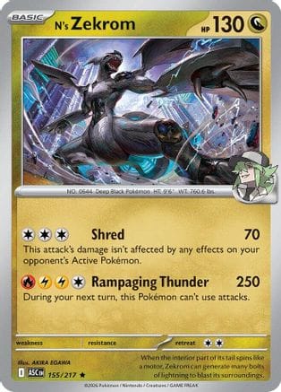 'Pokemon - 'N's Zekrom 155  - Reverse Holofoil ME Ascended Heroes - Rare