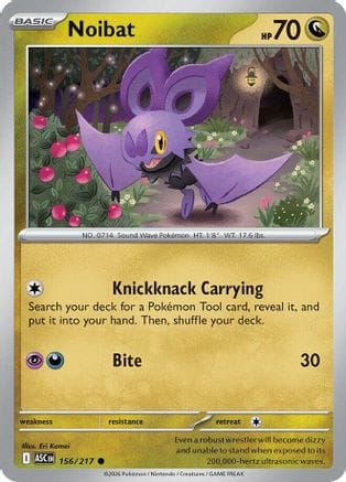 'Pokemon - 'Noibat 156  - Reverse Holofoil ME Ascended Heroes - Common