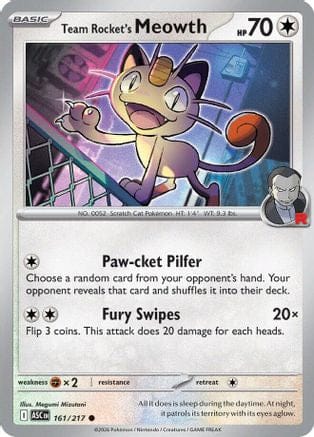 'Pokemon - 'Team Rocket's Meowth 161  - Reverse Holofoil ME Ascended Heroes - Common