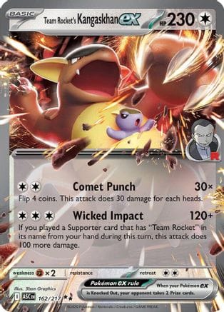 'Pokemon - 'Team Rocket's Kangaskhan ex 162  - Holofoil ME Ascended Heroes - Double Rare