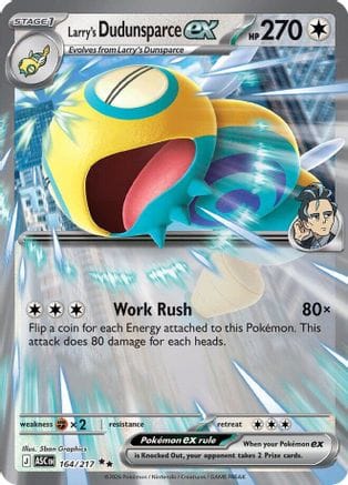 'Pokemon - 'Larry's Dudunsparce ex 164  - Holofoil ME Ascended Heroes - Double Rare