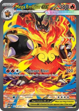 'Pokemon - 'Mega Emboar ex 273/217  - Holofoil ME Ascended Heroes - Special Illustration Rare