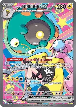 'Pokemon - 'Iono's Bellibolt ex 279/217  - Holofoil ME Ascended Heroes - Special Illustration Rare